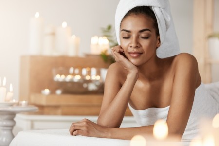 head resting relaxing spa salon