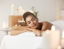tender african woman resting relaxing spa salon