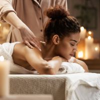 enjoying massage with closed eyes spa resort